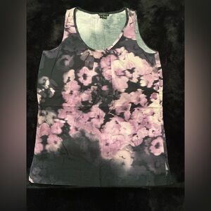 Theory Purple and Black Floral Tank Top Size Small